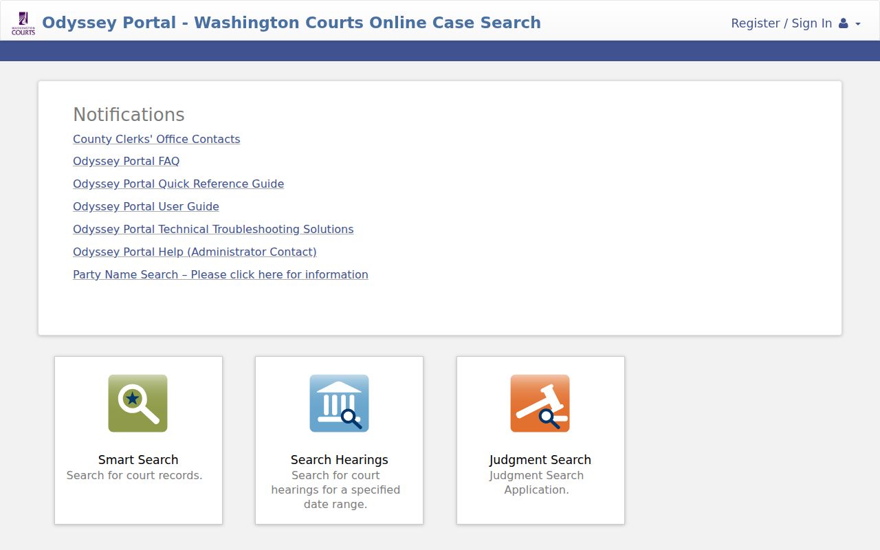 Odyssey portal for Mason County Superior Court cases