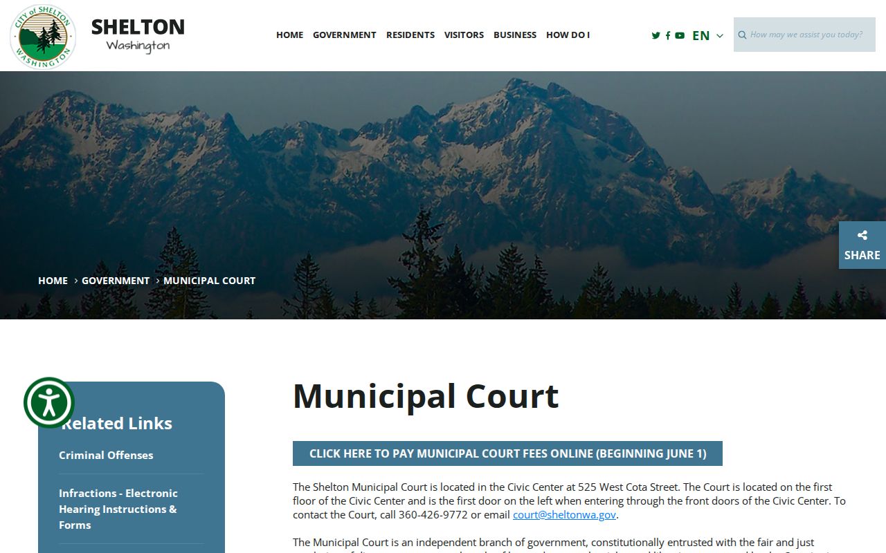 Shelton court records and Municipal Court information