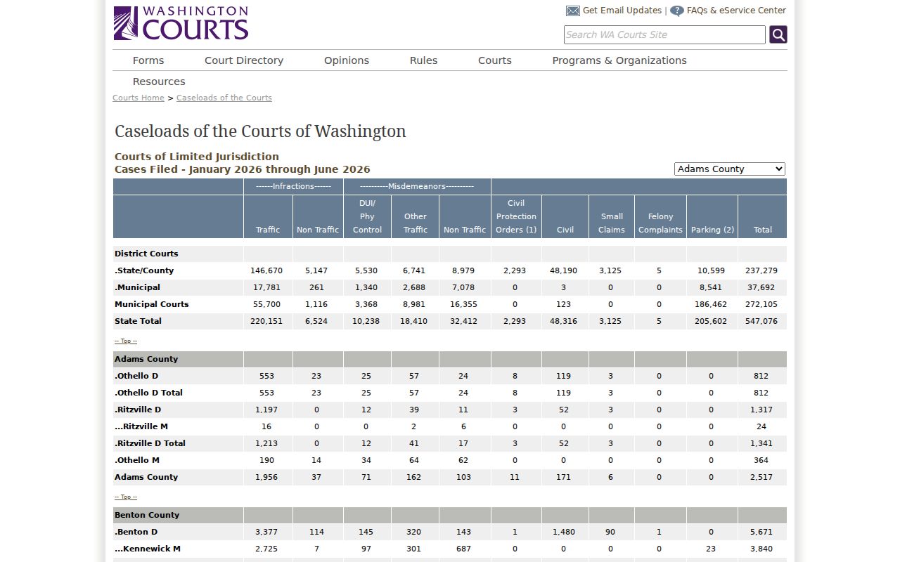 Shelton court records partial-year filing report
