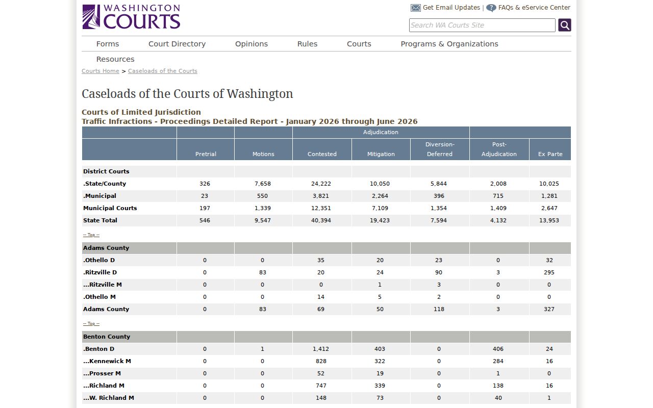 Mason County traffic court proceedings report