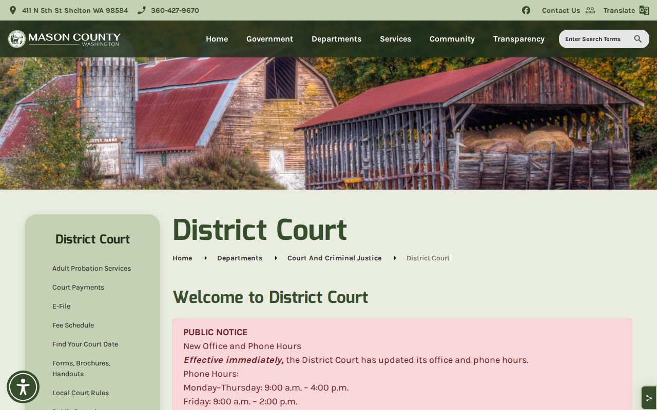 Mason County District Court docket jurisdiction